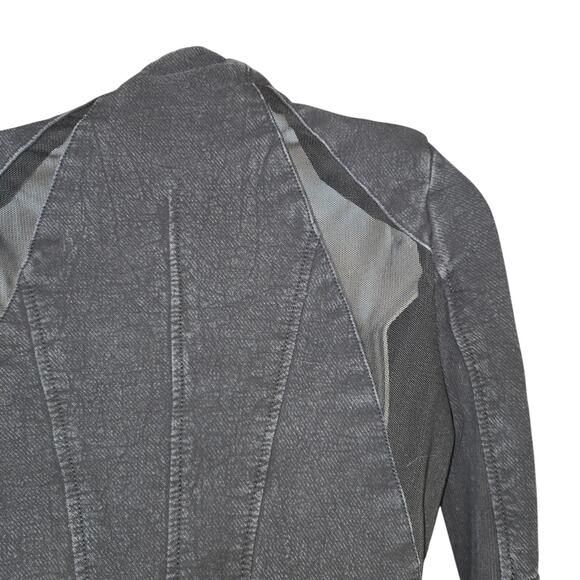 BlankNYC Women Small Jacket Dual Zipper Crepe Mesh Asymmetrical Motor City Moto - Picture 9 of 16